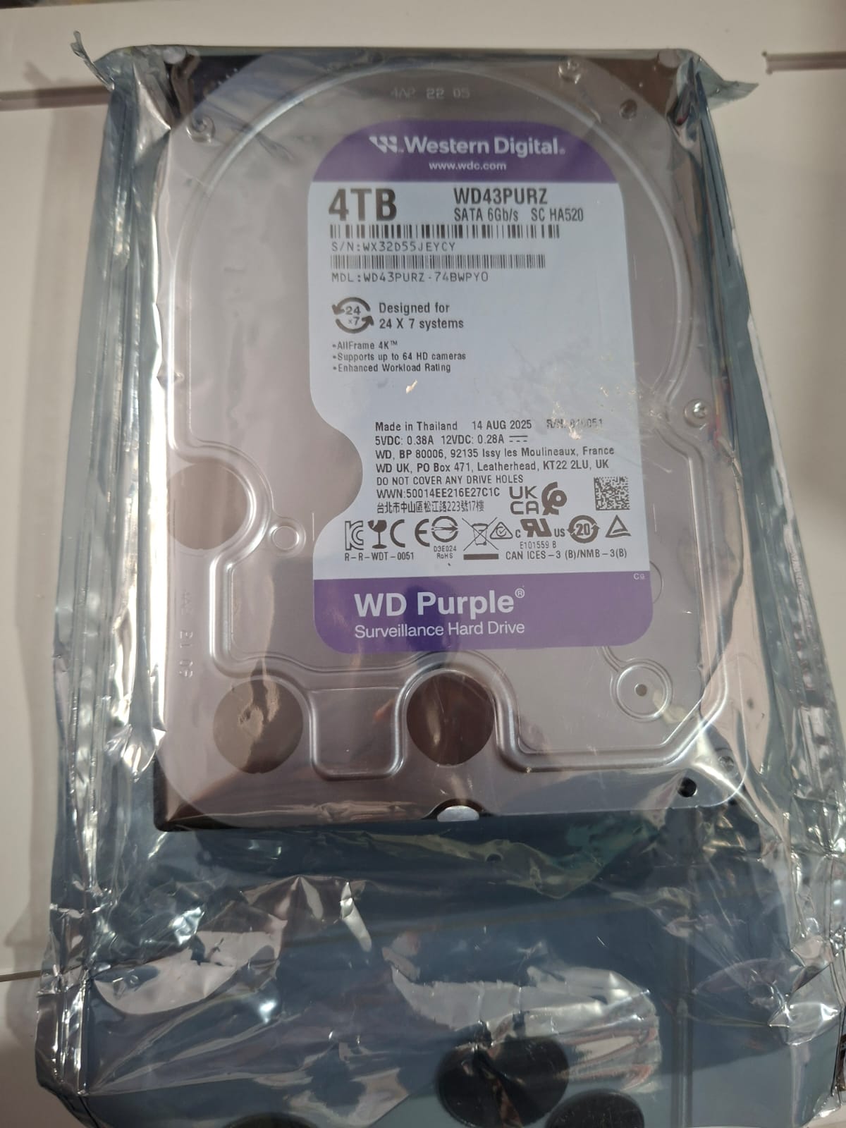 disco duro DH963WDC67 WD Purple WD43PURZ 4TB 256mb Surveillance 5400rpm WD43PURZ