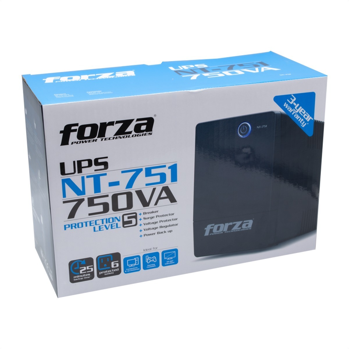 UPSForza NT-751 UPS 750VA/375W 120V 6-NEMA RJ11 45-65Hz NT-751