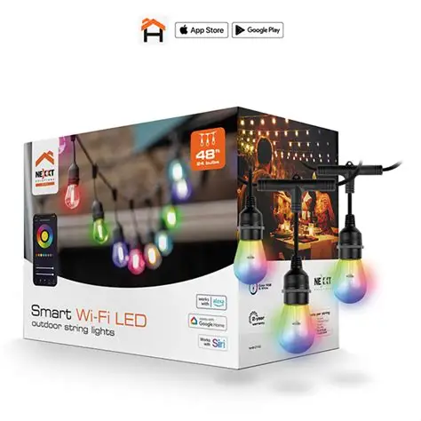 MM106NXT31 Nexxt Home NHB-O100 Smart LED String Light RGB 24 Bulb 48ft