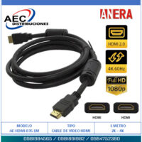 CABLE HDMI MACHO A HDMI MACHO 2.0V CON FILTRO 1 METRO  AE-HDMI-035-1M "usado"