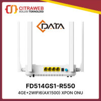ONU-CD/W6] ONU WiFi 6 AX1500 7dbi, GPON/EPON 4 Purtos Ethernet 1GE, Puerto USB, SC/APC, Modelo FD514GS1-R550, Marca C-DATA