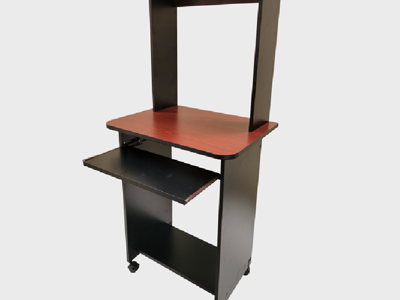 Escritorio ENDUS para Computadora 255-256, diseño madera, parte inferior metal y superior melamina.