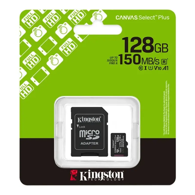 Kingston, Canvas Select Plus microSD 128GB, UHS-I U1 A1, Class 10, SDCS3/128GB – 740617348453