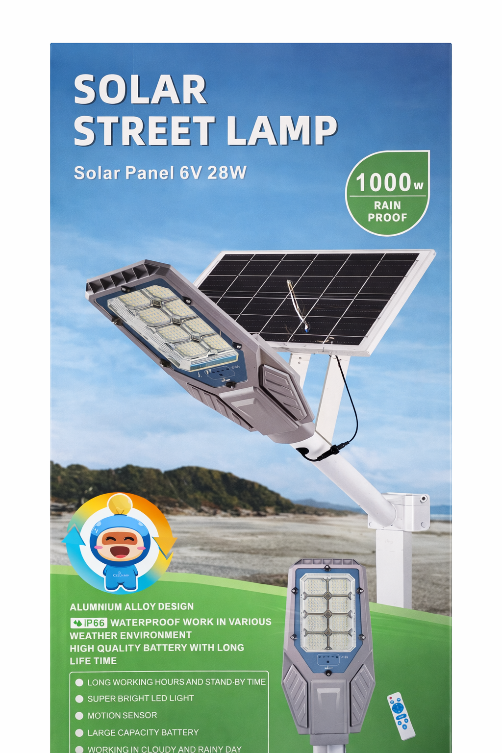 Lampara Led Solar 1000 Watts Exteriores Foco 1000w Negro