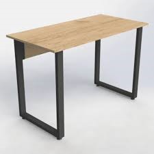 Escritorio ENDUS para Computadora 255-256, diseño madera, parte inferior metal y superior melamina.