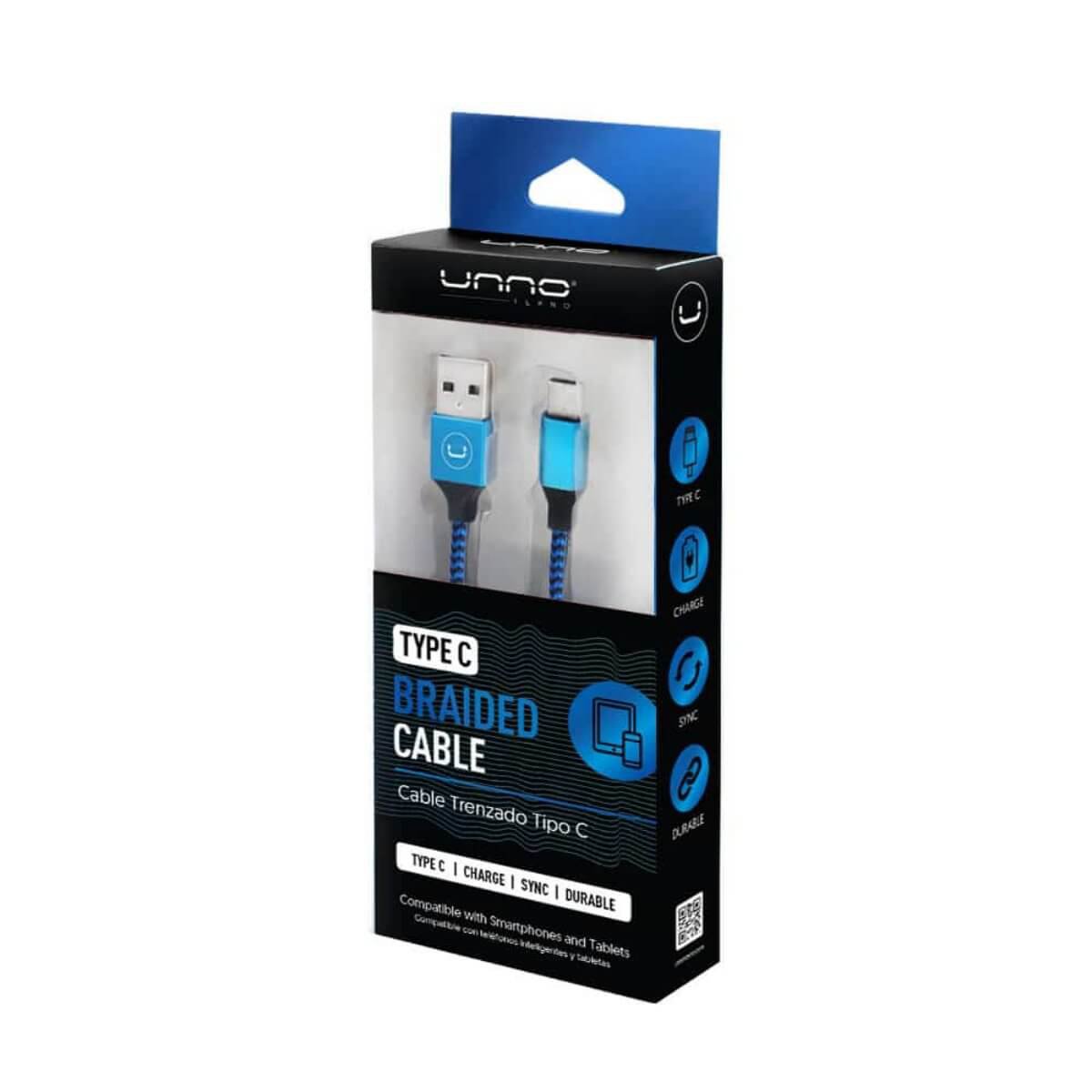 Cable Trenzado de Carga USB-C de 1.5 Metros - Azul - Imagen 3