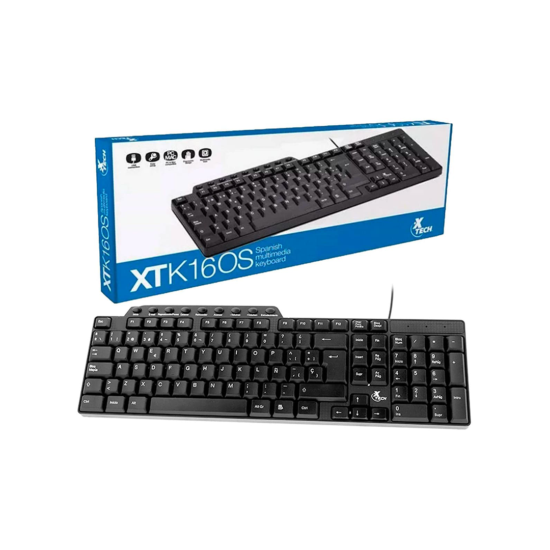 Teclado Xtech Kybd Wrd MM USB Spa XTK-160S Black