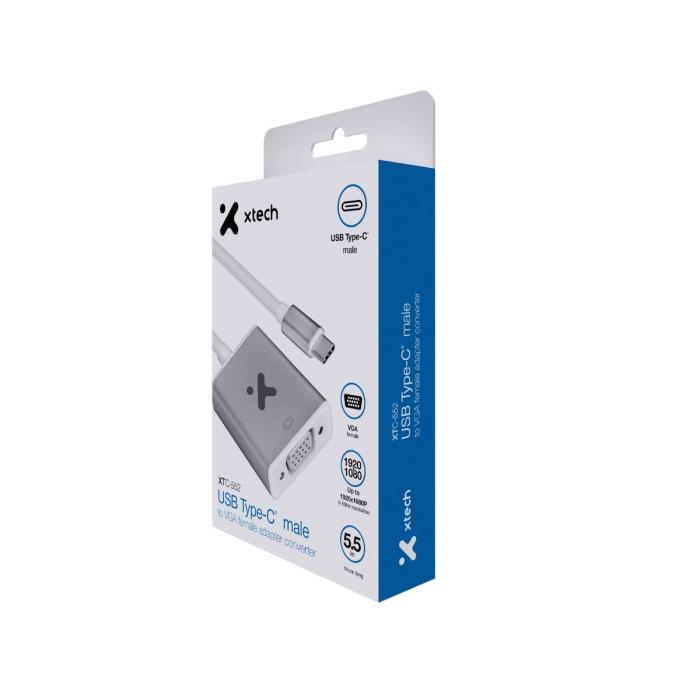 Adaptador USB Tipo-C a VGA, 1080p 60Hz, Carcasa Metálica - GrisXTC-552 - Imagen 2
