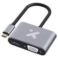 Adaptador Marca Xtech Modelo XTC-542 Multipuerto 2 En 1 De USB-C A HDMI Y VGA